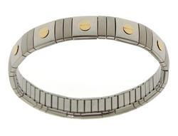 Brushed/Polished Steel & 18KT Gold Modern Braceletbrushed 