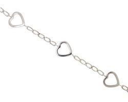 14K White Gold Heart Braceletwhite 