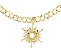 Genuine Gold Snowflake Charm Braceletgenuine 