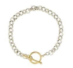 Sterling Silver & 14K Gold Toggle Rolo Braceletsterling 