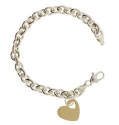 Sterling Silver & 14K Gold Heart Braceletsterling 