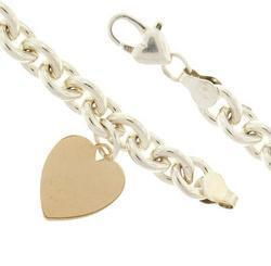 Sterling Silver & 14K Gold Heart Braceletsterling 