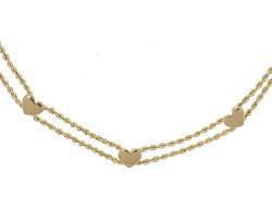 Genuine Gold Double Rope Heart Braceletgenuine 