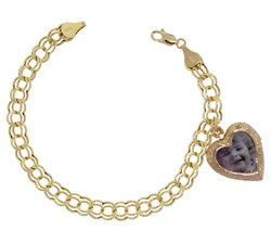 14K Gold Dangling Heart Locket Link Braceletgold 