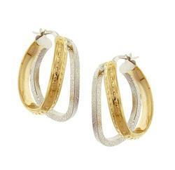 Laser Cut Two-Tone Gold Hoop Earringslaser 