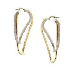 Laser Cut Two-Tone Gold Hoop Earringslaser 