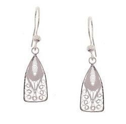 Sterling Silver Filigree French Wire Hoop Earringssterling 