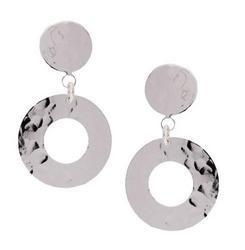 Hammered Sterling Silver Dangle Circle Earringshammered 