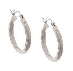 Brushed White Gold Hoop Earringsbrushed 