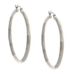 Diamond Cut White Gold Satin Finsh Hoop Earringsdiamond 