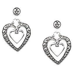 Sterling Silver Heart Danlge Earringssterling 