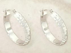 White 18KT Hammered Gold Hoop Earringswhite 