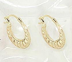 14K Gold Filigree Beaded Hoop Earringsgold 