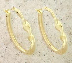 14K Gold Oval Twist Hoop Earringsgold 