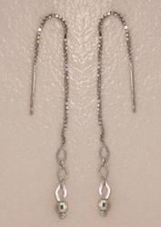 Genuine White Gold Threader Dangle Earringsgenuine 