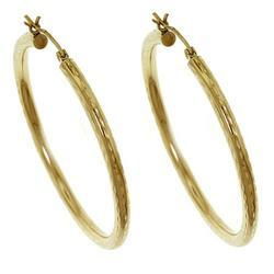 Genuine Gold Diamond Cut Hoop Earringsgenuine 