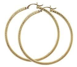 Large Diamond Cut 14K Gold Hoop Earringsdiamond 