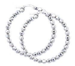 Genuine White Gold Disco Ball Hoop Earringsgenuine 