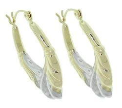 Two-tone Genuine Gold Hoop Earringstwo 