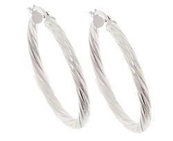 White Gold Twist Hoop Earringswhite 