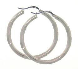 14K White Gold Diamond Cut Hoop Earringswhite 