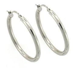 Genuine 14K White Gold Hoop Earringsgenuine 