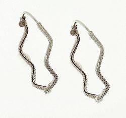 Genuine 14K White Gold Wave Hoop Earringsgenuine 