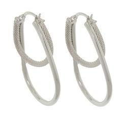 18K White Gold Modern Hoop Huggie Earringswhite 