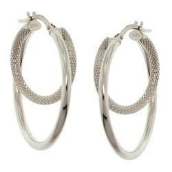 18K White Gold Double Hoop Earringswhite 