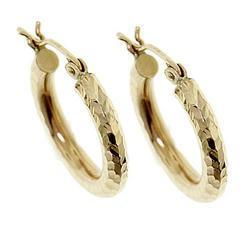 Genuine Gold Diamond Cut Hoop Earringsgenuine 