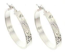 Sterling Silver Diamond Cut Star Hoop Earringssterling 