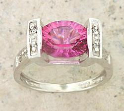 Radiant Pink Topaz and Diamond 14K White Gold Ringradiant 