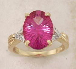 Radiant Pink Topaz and Diamond 14K Gold Ringradiant 