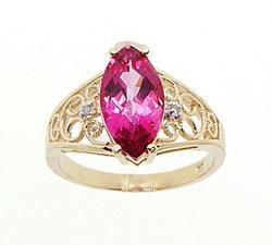 Marquise Pink Topaz and Diamond Gold Ringmarquise 