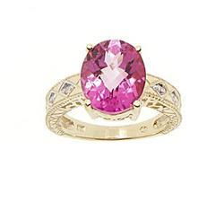 Pink Topaz and Diamond Genuine Gold Ringpink 