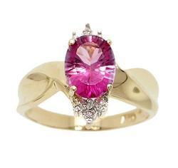 Oval Pink Topaz and Diamond Gold Ringoval 