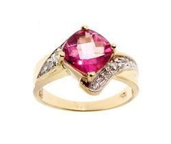 Fancy Pink Topaz and Diamond Gold Ringfancy 