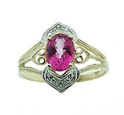 Oval Pink Topaz and Diamond Gold Ringoval 