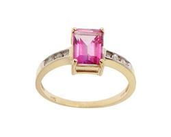 Emerald Cut Pink Topaz Diamond 14K Gold Ringemerald 