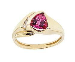 Trillion Pink Topaz and Diamond 14K Gold Ringtrillion 