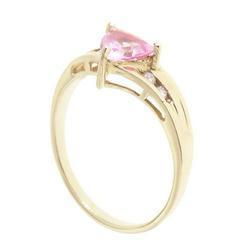 Trillion Pink Topaz and Diamond Gold Ringtrillion 