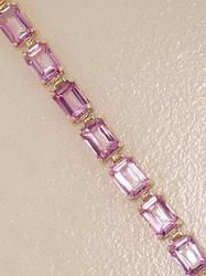 Emerald cut Pink Topaz 14K Gold Link Braceletemerald 