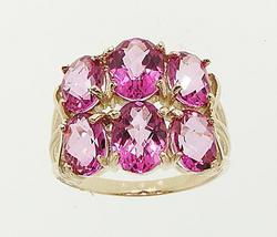 Oval Pink Topaz Genuine Gold Ringoval 