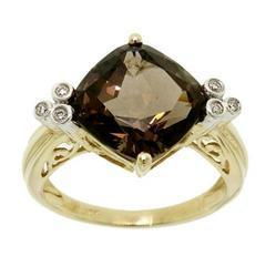 Smokey Quartz Diamond Gold Ringsmokey 