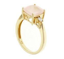 Square Cut Rose Quartz Diamond 14K Gold Ringsquare 