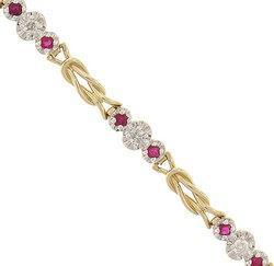 Ruby Diamond 14K Gold Link Braceletruby 