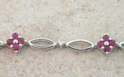 RUBY DIAMOND WHITE GOLD FLOWER BRACELETruby 