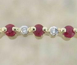 RUBY DIAMOND 14K GOLD BANGLE BRACELETruby 