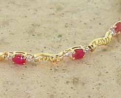 Oval Ruby and Diamond Gold 7' Love Braceletoval 