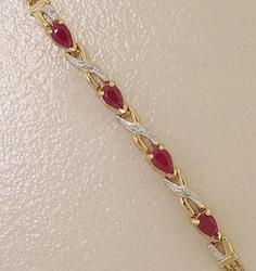 Pear cut Ruby and Diamond Gold Braceletpear 